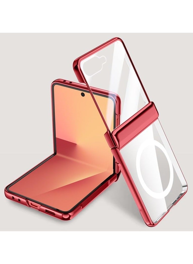 Magnetic Case for Samsung Galaxy Z Flip 7 Clear Case 【Support Wireless Charging】 Electroplated Transparent Hinge Protection Shockproof Cover - Image 1